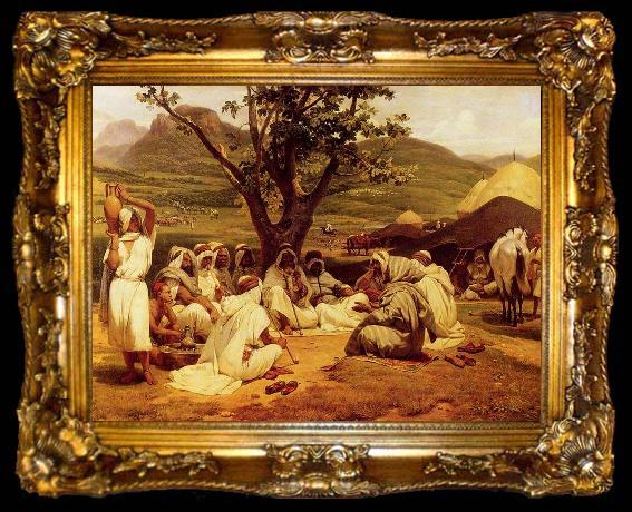 framed  Horace Vernet The Arab Tale Teller, 39 x 54 inches, oil painting, ta009-2